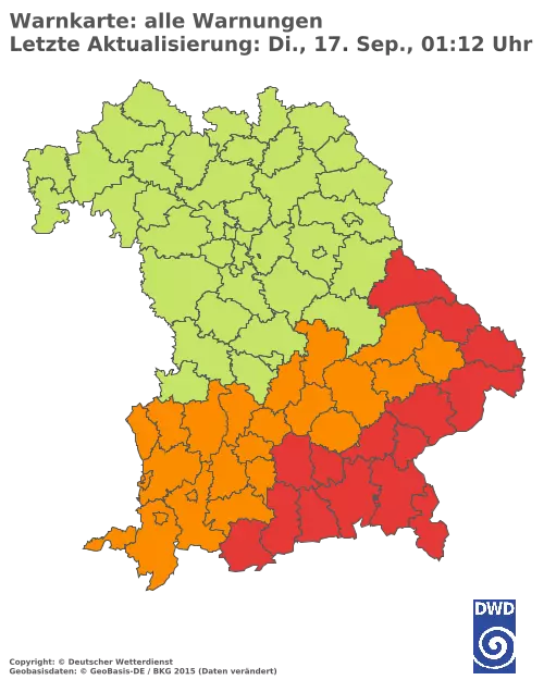 Aktuelle Wetterwarnungen für  Cham