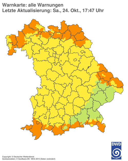 Aktuelle Warnkarte: Bayern