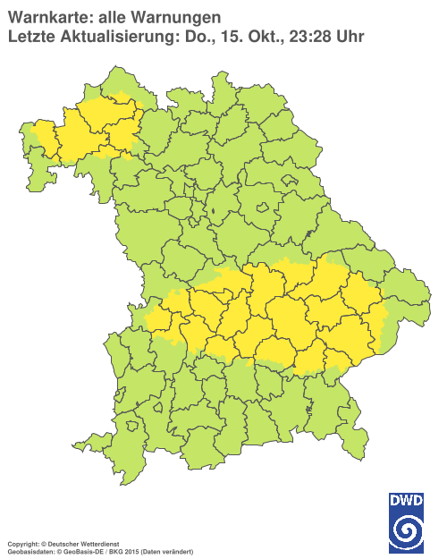 Aktuelle Warnkarte: Bayern