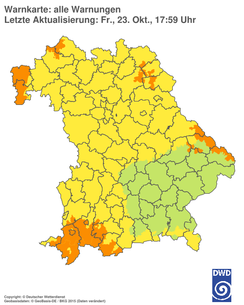 Aktuelle Warnkarte: Bayern