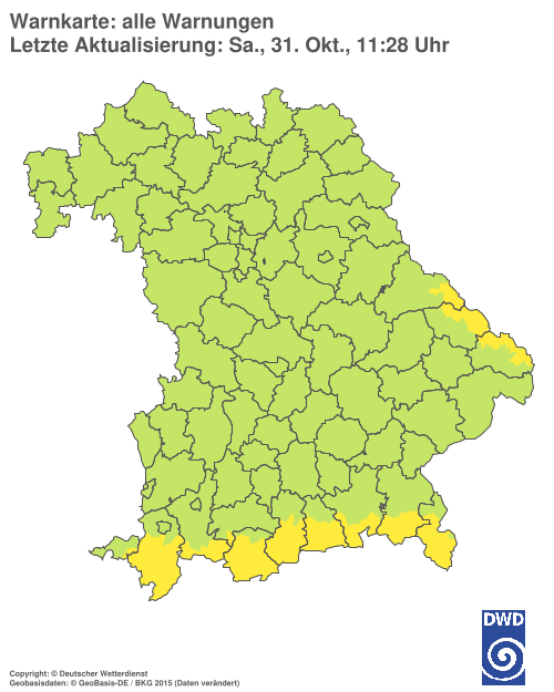 Aktuelle Warnkarte: Bayern